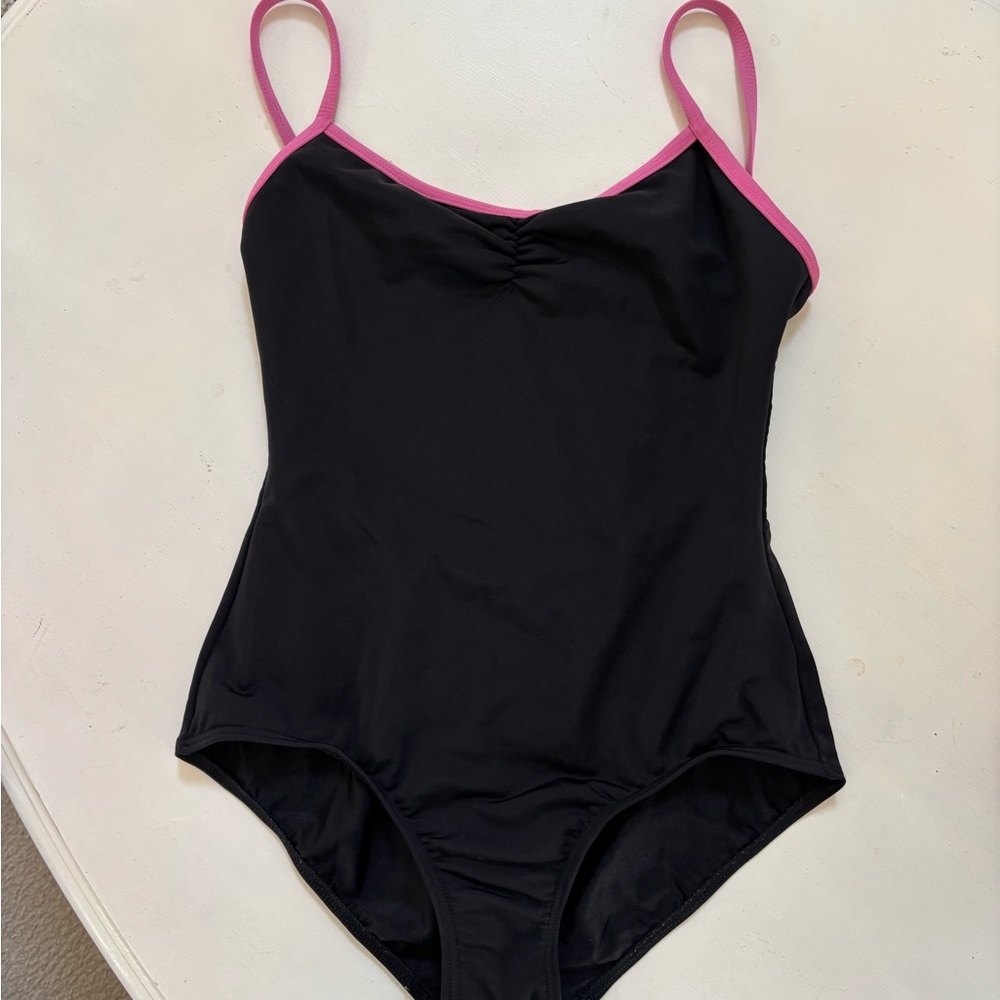 Mariia dance leotard, black with pink trim, small